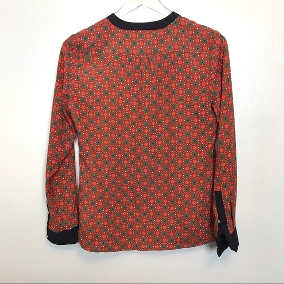 Banana Republic Career Top Orange/Khaki Print SP - Picture 6 of 8